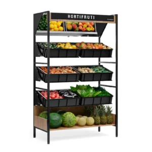 Expositor Fruta Verdura Vertical con Espejo MHVE-125PR 12 Canastos